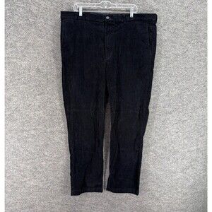 Roundtree & Yorke Pants Men 42*32 Black Mid Rise Corduroy Chino Flat Front